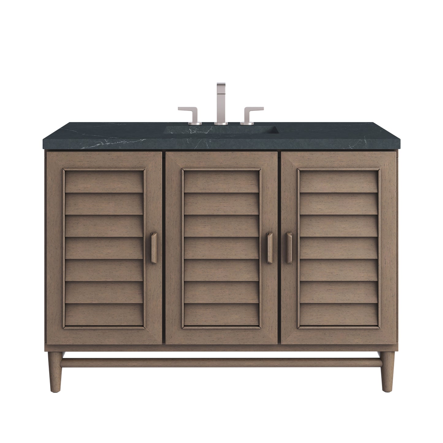 Renovate for Less Atlanta Portland 48" Single Vanity Whitewashed Walnut w/ 3 CM Charcoal Soapstone Silestone Top
