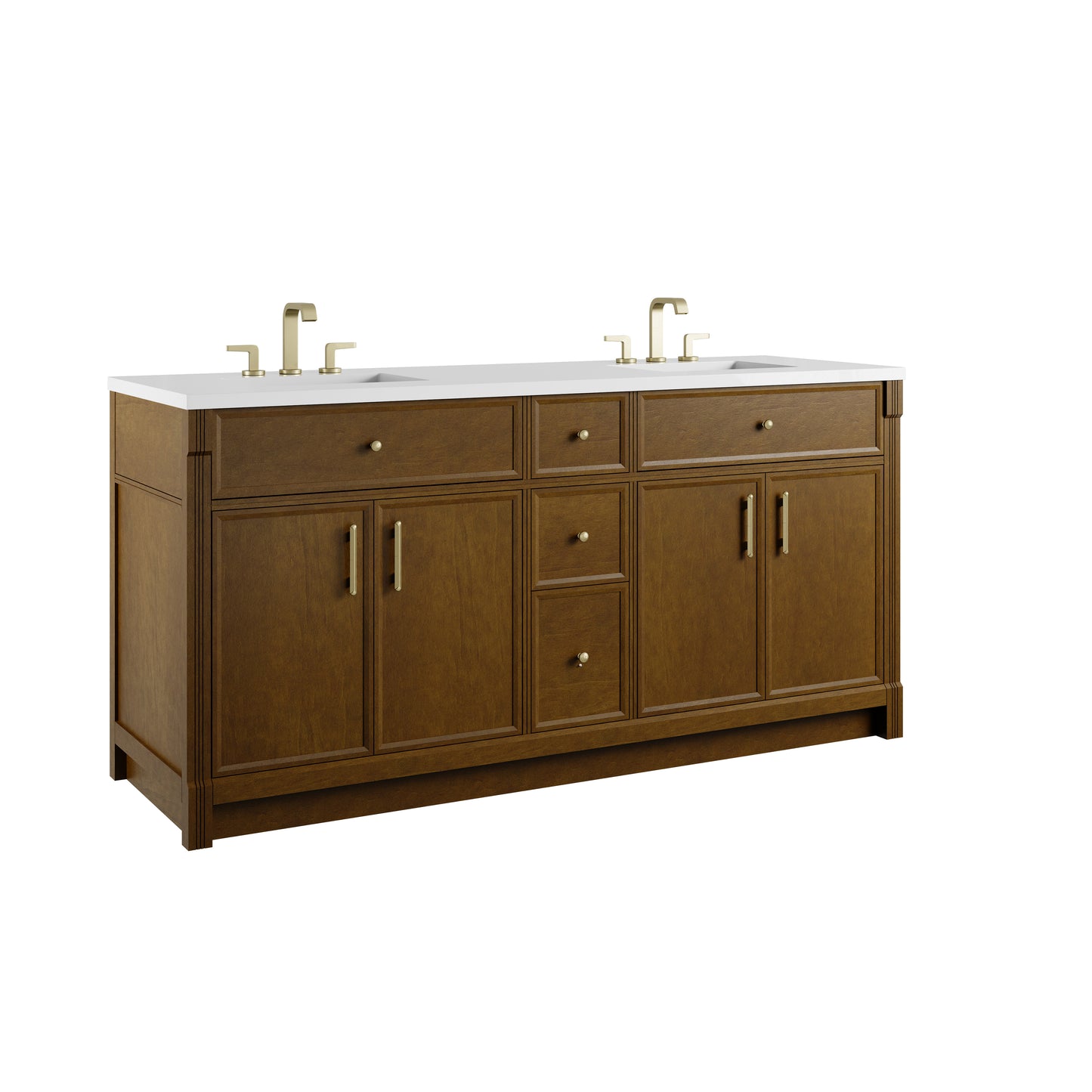 Renovate for Less Atlanta Bellshire 72" Double Vanity, Honey Oak w/ 3 CM Phantome Eclos Top