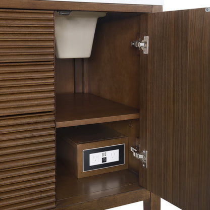 Renovate for Less Atlanta Myrrin 60" Double Vanity, Mid Century Walnut w/ 3 CM Parisien Bleu Silestone Top