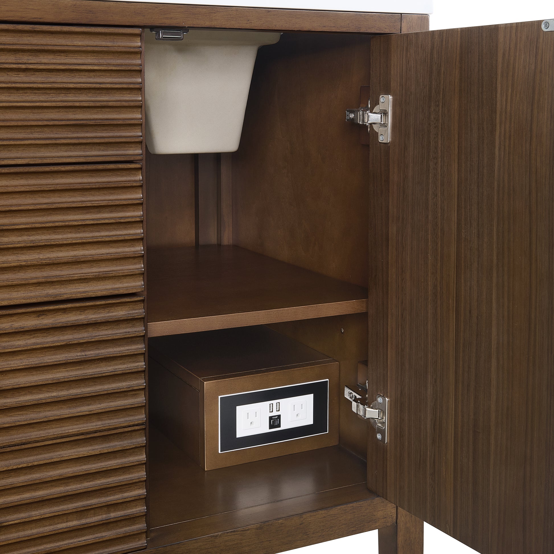 Renovate for Less Atlanta Myrrin 60" Double Vanity, Mid Century Walnut, w/ 3 CM Phantome Eclos Top