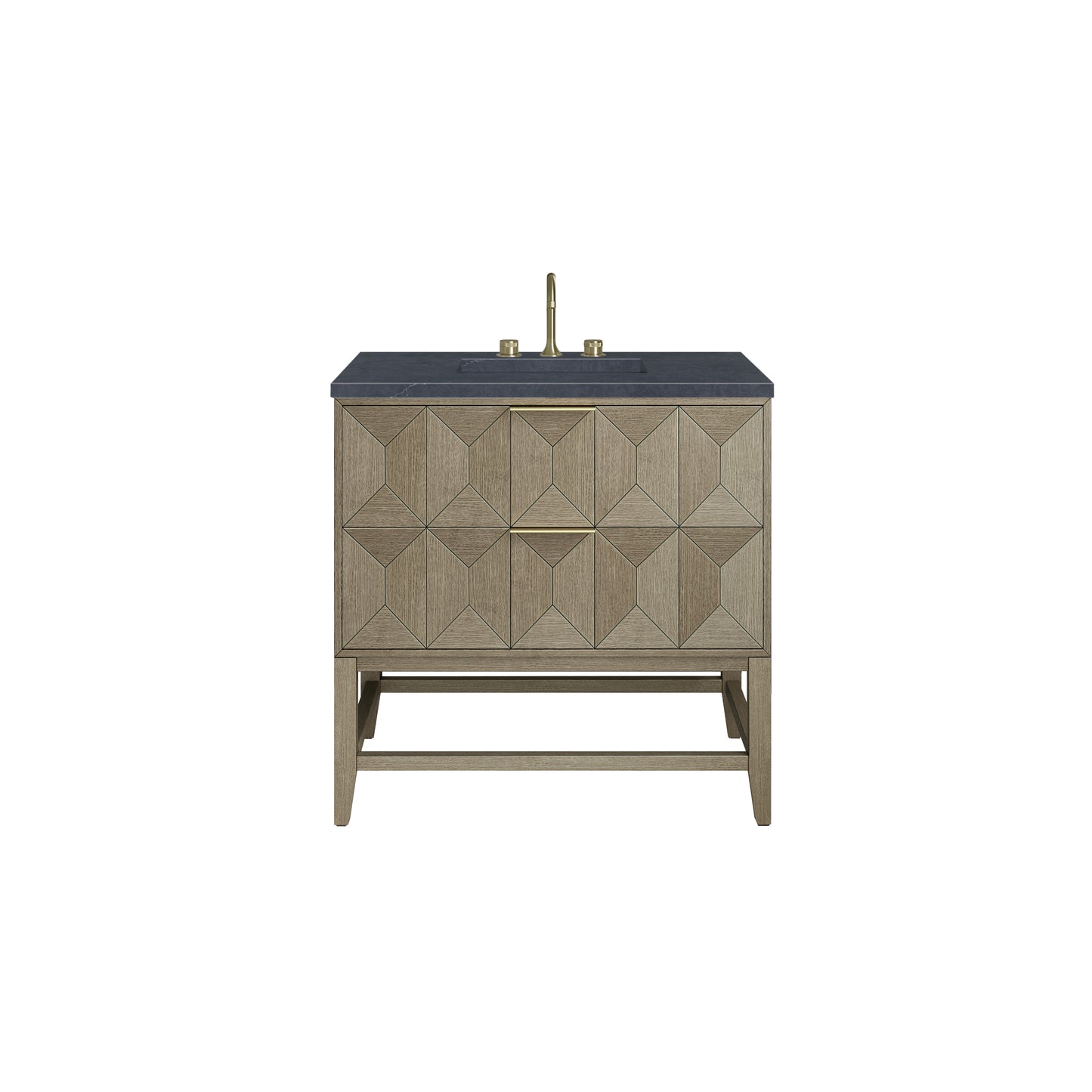 Renovate for Less Atlanta Emmeline 36" Single Vanity, Pebble Oak w/ 3 CM Charcoal Soapstone Top