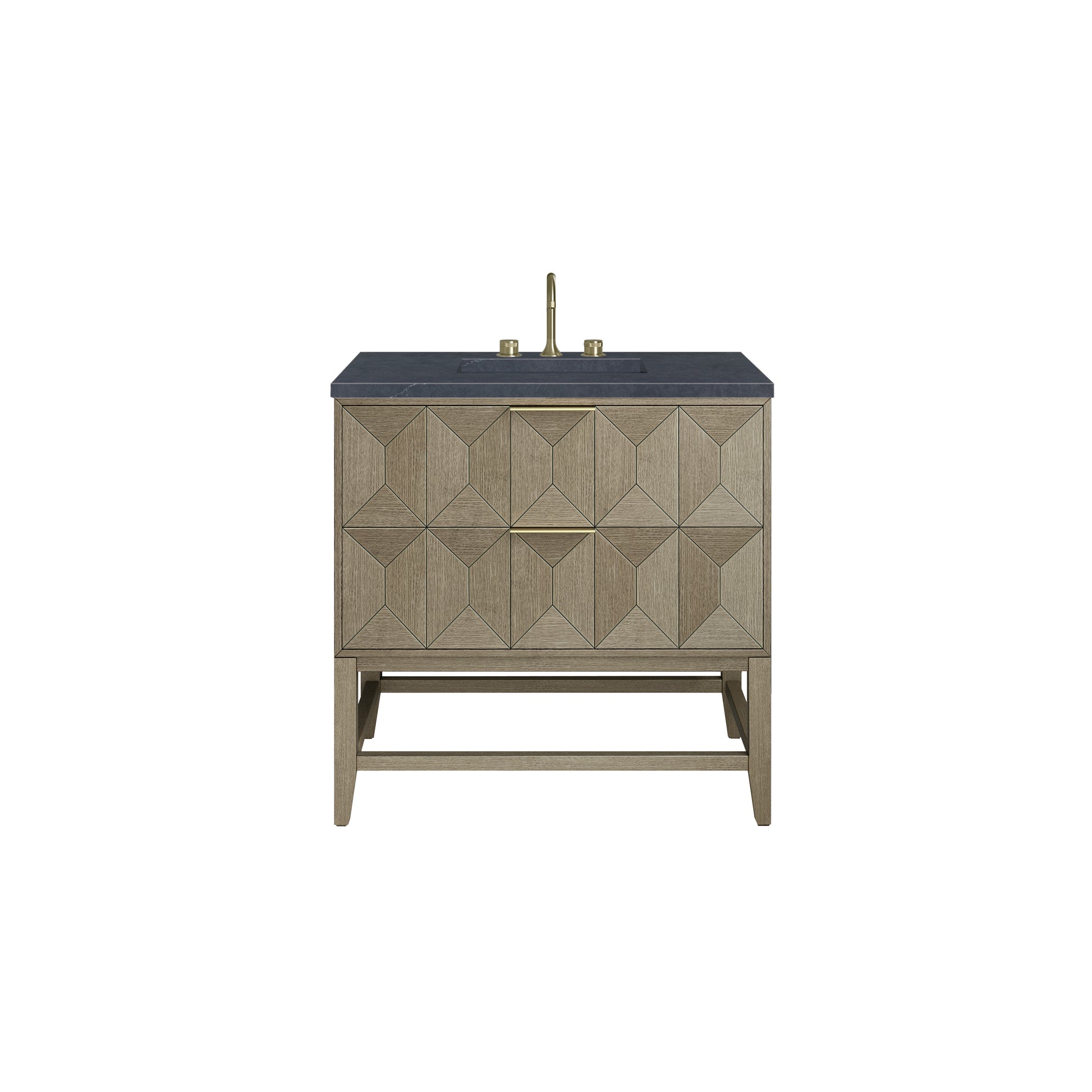 Renovate for Less Atlanta Emmeline 36" Single Vanity, Pebble Oak w/ 3 CM Charcoal Soapstone Top