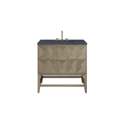 Renovate for Less Atlanta Emmeline 36" Single Vanity, Pebble Oak w/ 3 CM Charcoal Soapstone Top