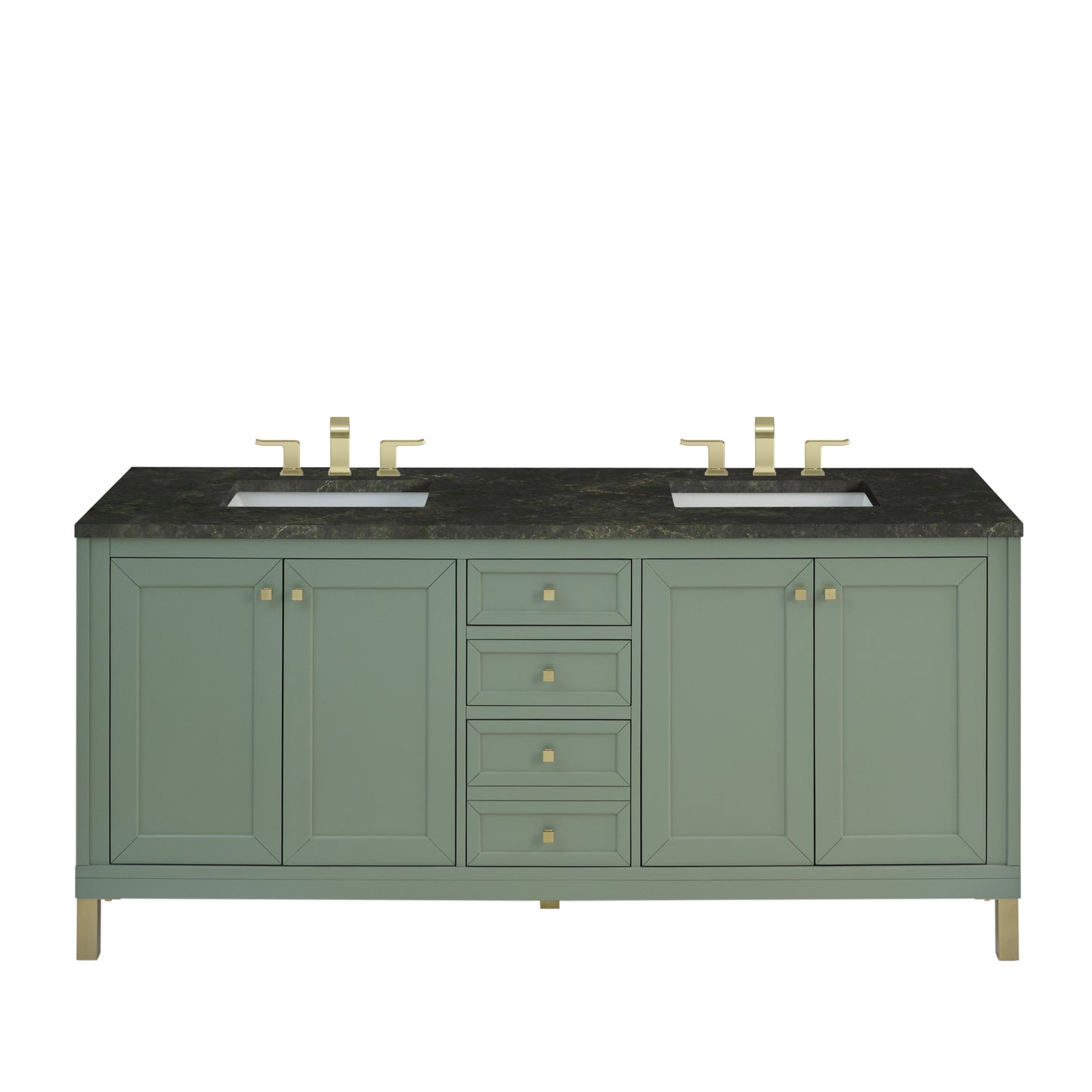 Renovate for Less Atlanta Chicago 72" Double Vanity, Smokey Celadon, w/ 3 CM Phantome Eclos Top