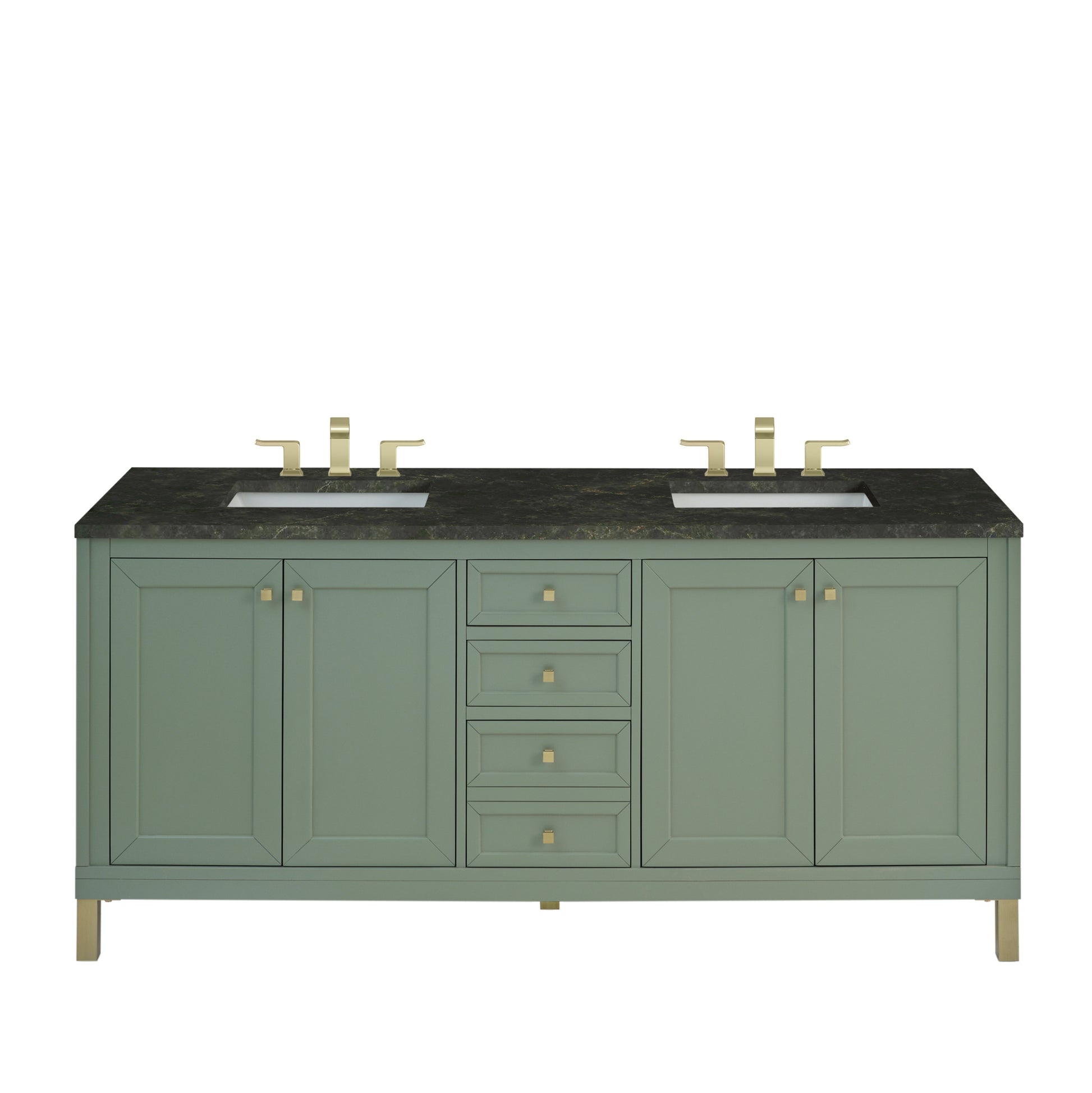 Renovate for Less Atlanta Chicago 72" Double Vanity, Smokey Celadon, w/ 3 CM Phantome Eclos Top