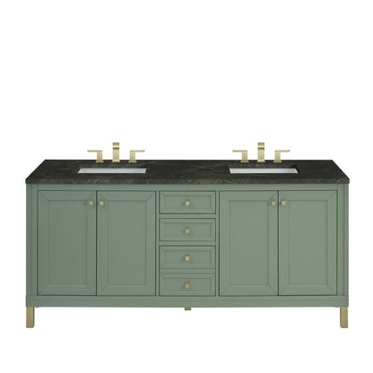 Chicago 72" Double Vanity, Smokey Celadon, w/ 3 CM Phantome Eclos Top
