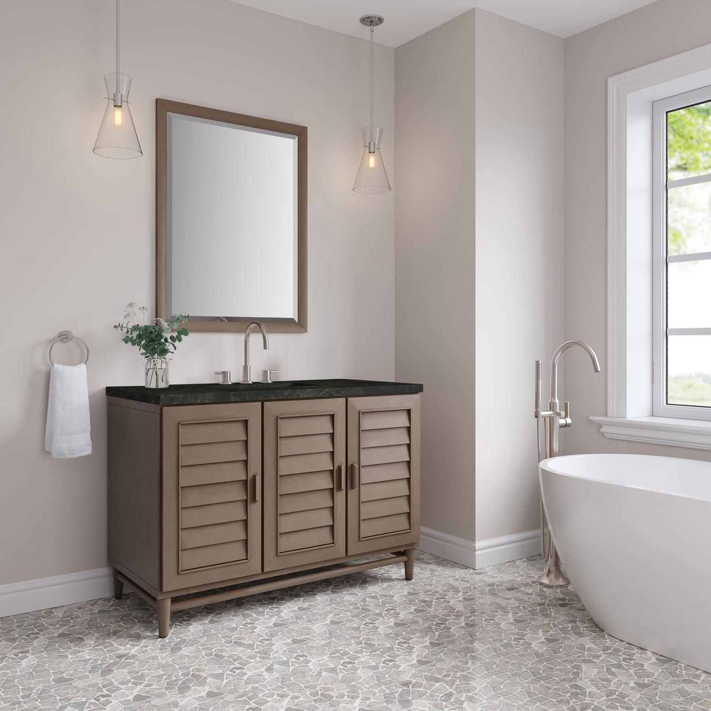 Renovate for Less Atlanta Portland 48" Single Vanity, Whitewashed Walnut, w/ 3 CM Phantome Eclos Top