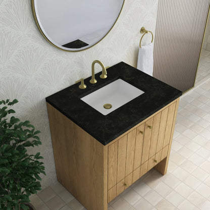 Hudson 30" Single Vanity, Light Natural Oak w/ 3 CM Phantome Eclos Top