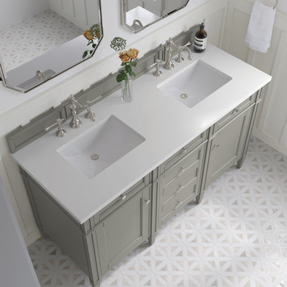 Renovate for Less Atlanta Brittany 60" Double Vanity, Urban Gray w/ 3 CM White Zeus Silestone Top