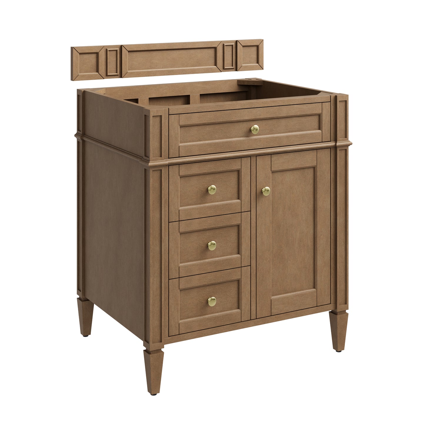 Renovate for Less Atlanta Brittany 30" Single Vanity, Pecan w/ 3 CM Carrara Marble Top