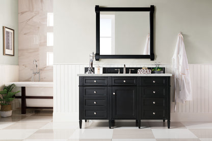 Renovate for Less Atlanta Brittany 60" Single Vanity, Black Onyx, w/ 3 CM Eternal Jasmine Pearl Silestone Top w/FreePower Wireless Charger