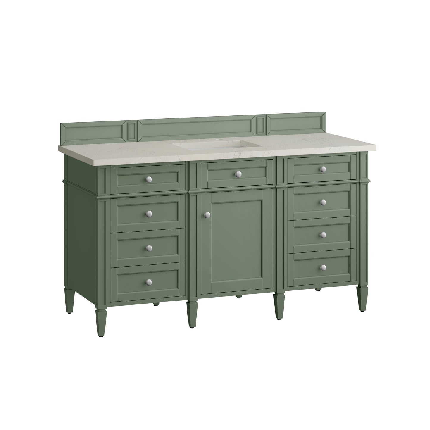 Renovate for Less Atlanta Brittany 60" Single Vanity, Smokey Celadon, w/ 3 CM Siberian Silestone Top