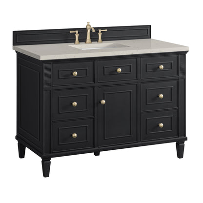 Renovate for Less Atlanta Lorelai 48" Single Vanity, Black Onyx, w/ 3 CM Siberian Silestone Top