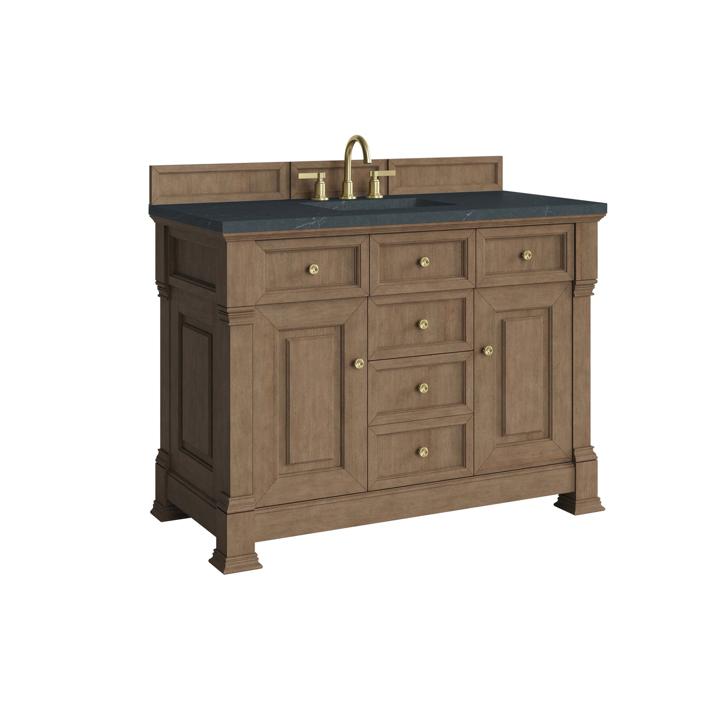 Renovate for Less Atlanta Brookfield 48" Single Vanity, Pecan w/3 CM Charcoal Soapstone Silestone Top