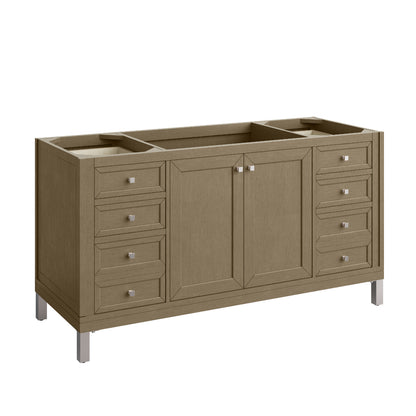 Renovate for Less Atlanta Chicago 60" Single Vanity, Walnut Whisper, w/ 3 CM Eternal Jasmine Pearl Silestone® Top