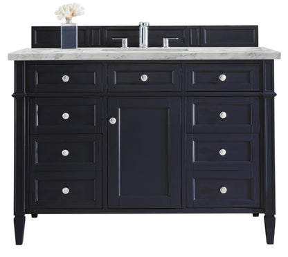 Renovate for Less Atlanta Brittany 48" Single Vanity, Victory Blue w/ 3 CM Carrara Marble Top