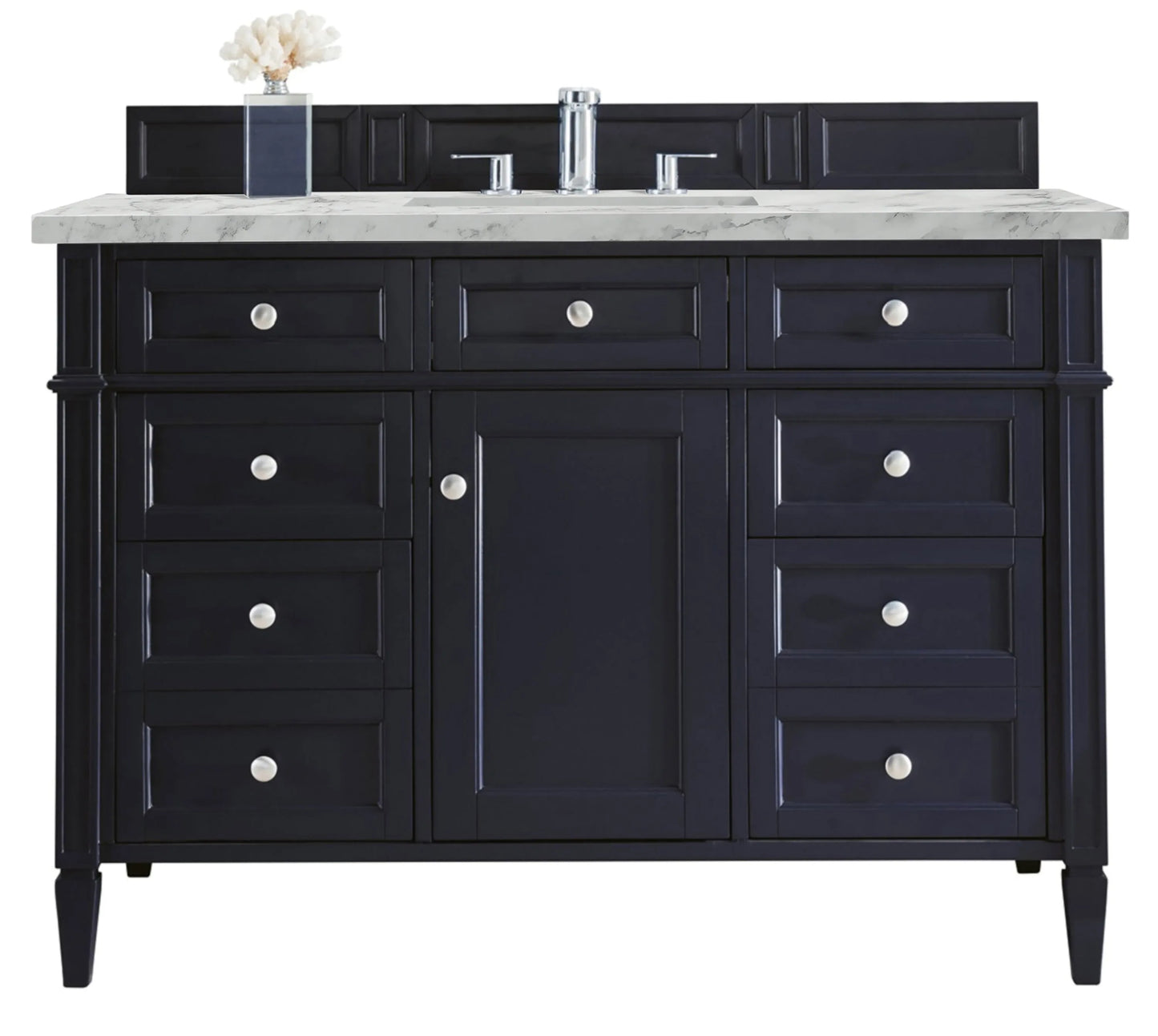 Brittany 48" Single Vanity, Victory Blue w/ 3 CM Carrara Marble Top