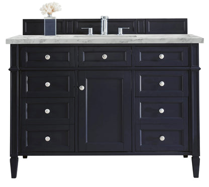 Brittany 48" Single Vanity, Victory Blue w/ 3 CM Carrara Marble Top