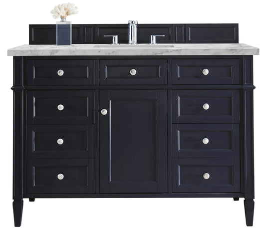 Brittany 48" Single Vanity, Victory Blue w/ 3 CM Carrara Marble Top