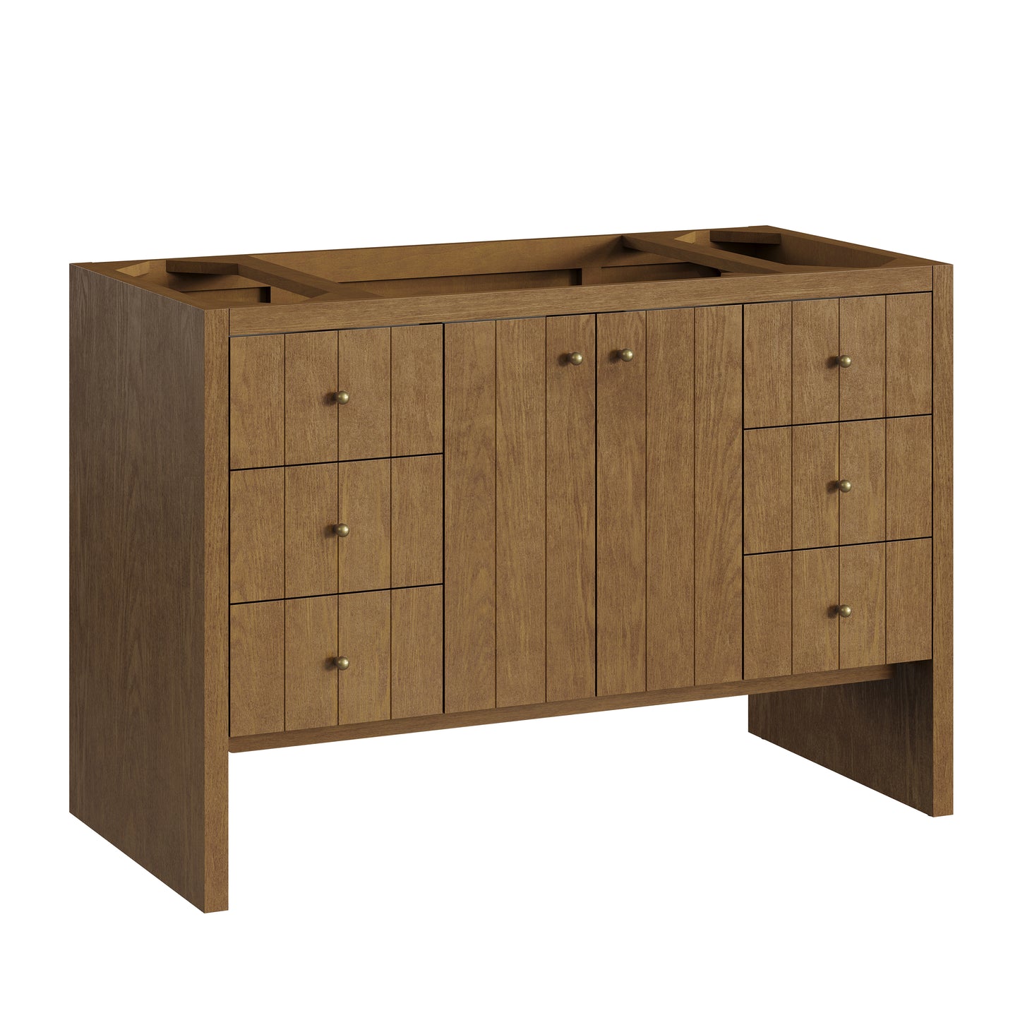 Renovate for Less Atlanta Hudson 48" Single Vanity, Honey Oak w/ 3 CM Victorian Silver Silestone Top