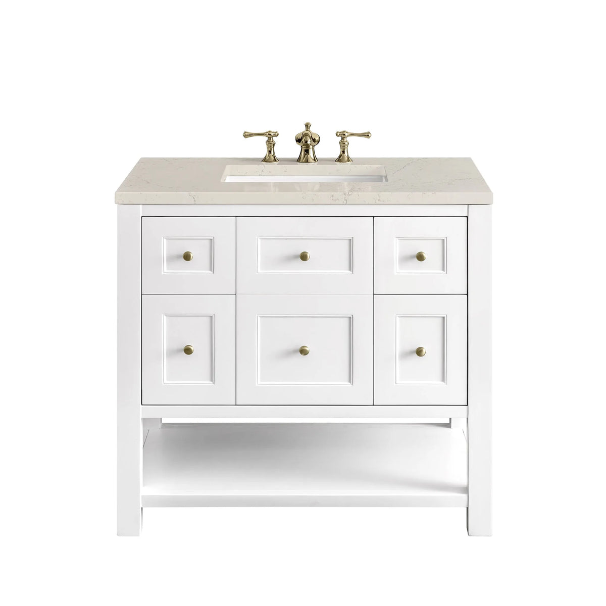 Breckenridge 36" Single Vanity, Bright White, w/ 3 CM Siberian Silestone Top