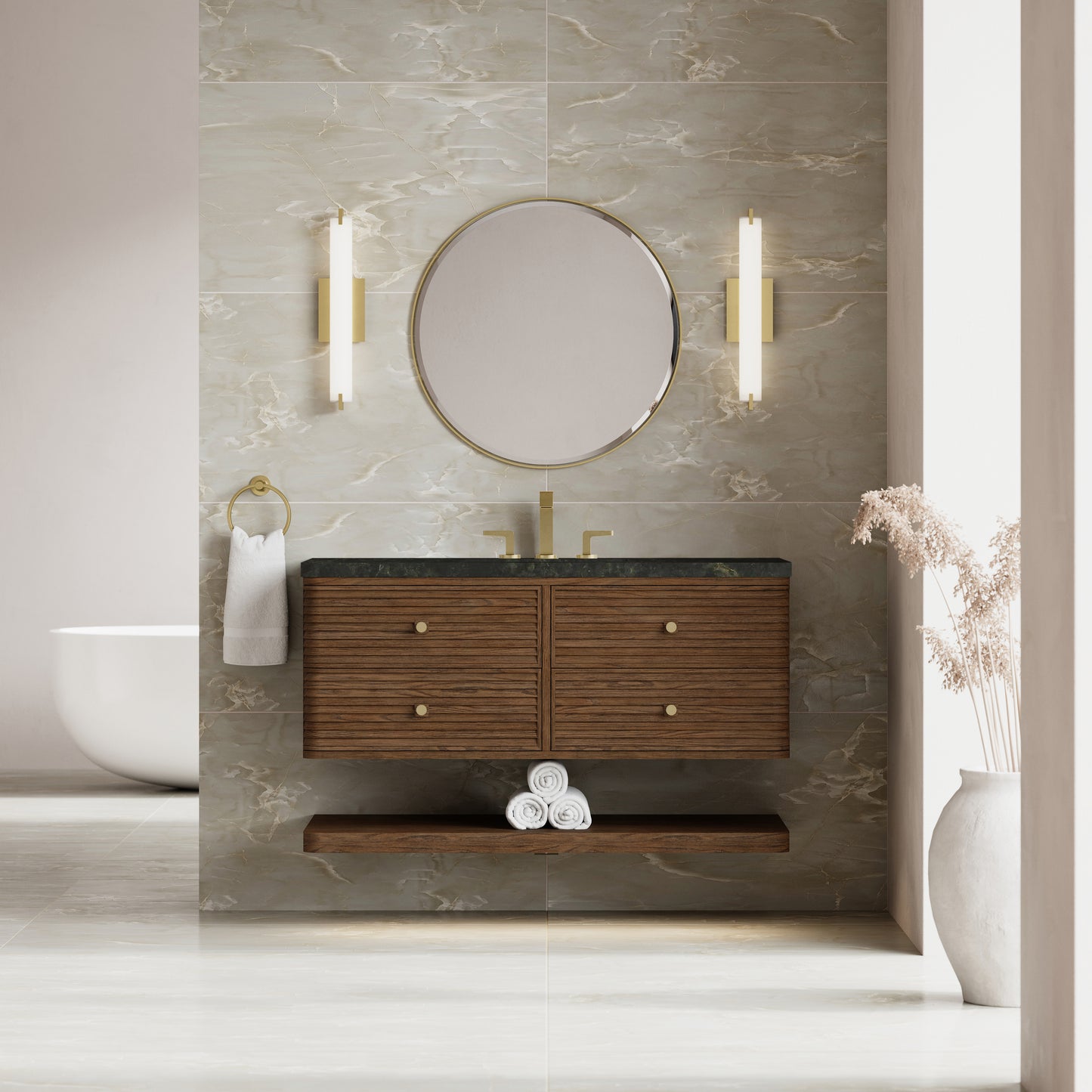 Renovate for Less Atlanta Allamari 48" Single Vanity, Sable w/ 3 CM Phantome Eclos Top