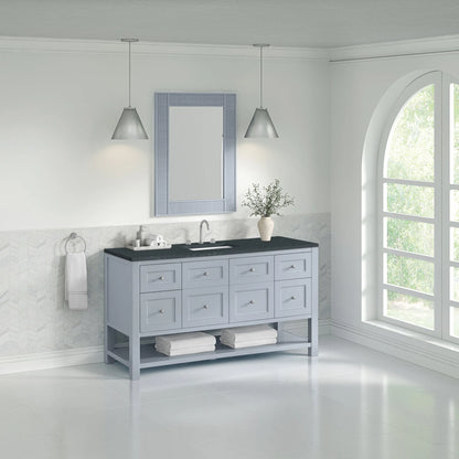 Breckenridge 60" Single Vanity, Serenity Blue, w/ 3 CM Charcoal Soapstone Quartz Top