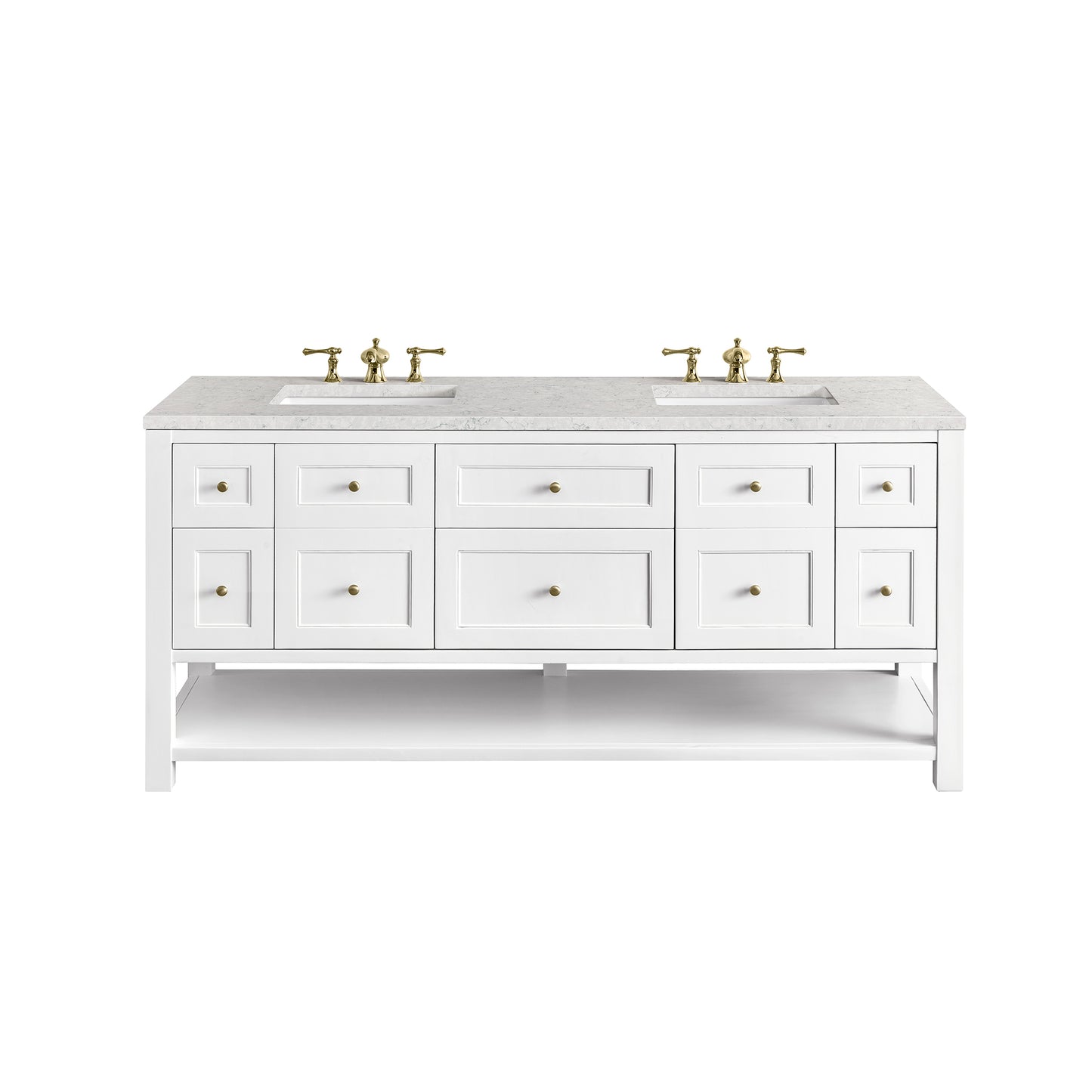 Renovate for Less Atlanta Breckenridge 72" Double Vanity, Bright White w/ 3 CM Eternal Jasmine Pearl Top