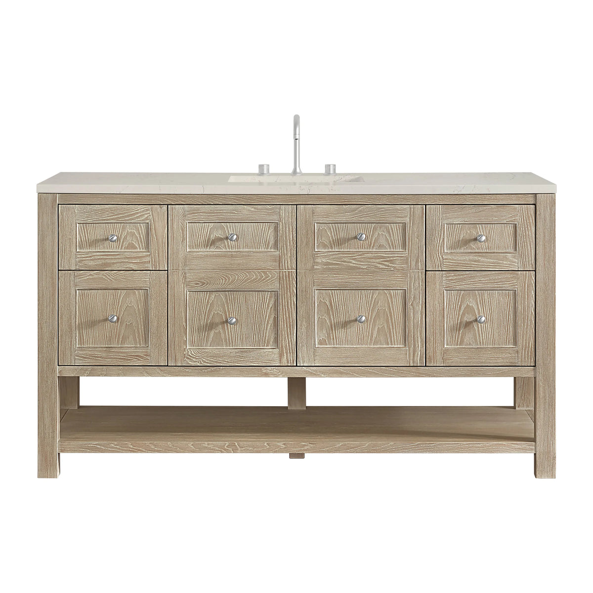 Breckenridge 60" Single Vanity, Whitewashed Oak, w/ 3 CM Siberian Silestone Top w/FreePower Wireless Charger