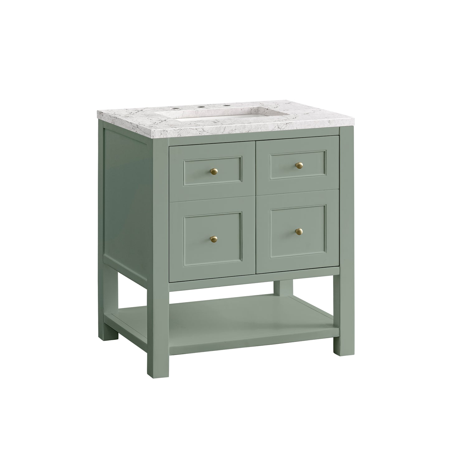 Renovate for Less Atlanta Breckenridge 30" Single Vanity, Smokey Celadon w/ 3 CM Eternal Jasmine Pearl Top