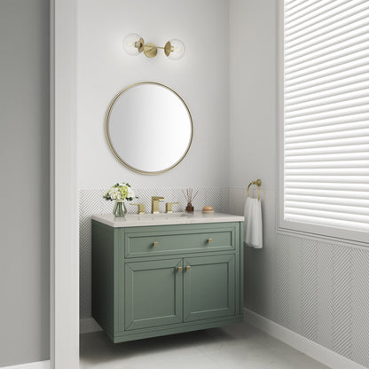 Renovate for Less Atlanta Chicago 36" Single Vanity, Smokey Celadon, w/ 3 CM Siberian Silestone Top
