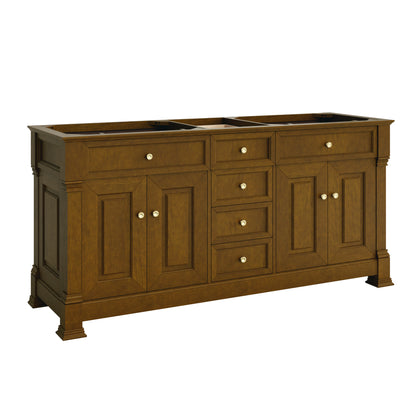 Renovate for Less Atlanta Brookfield 72" Double Vanity, Honey Oak, w/ 3 CM Phantome Eclos Top
