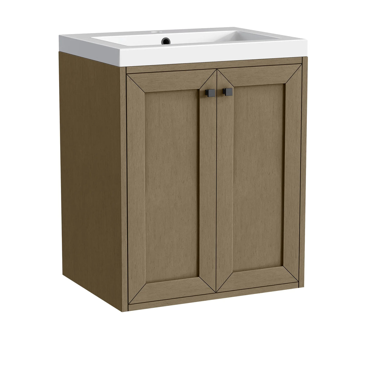 Chianti 24" Single Vanity, Walnut Whisper, Matte Black, w/ White Glossy Composite Stone Top