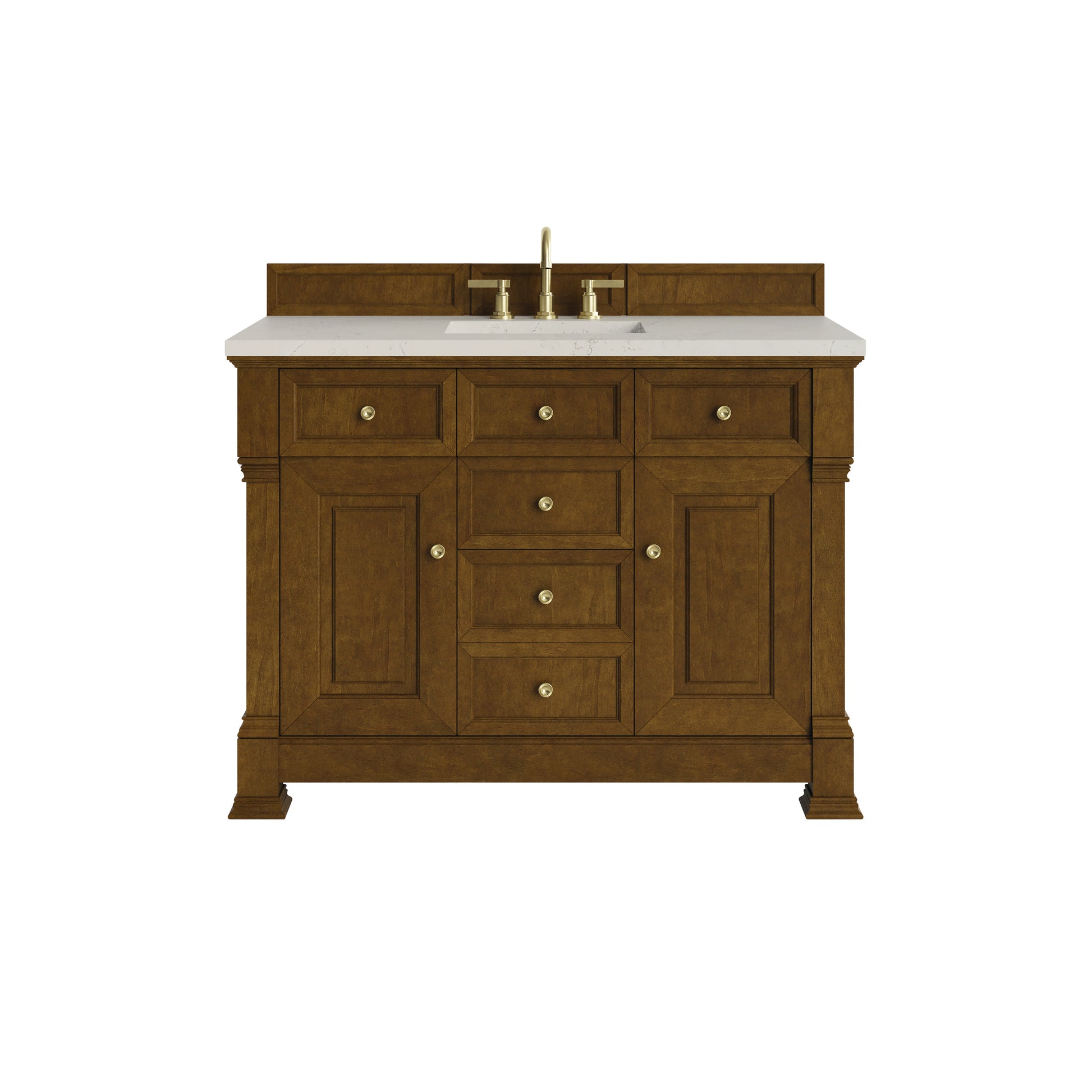 Renovate for Less Atlanta Brookfield 48" Single Vanity, Honey Oak, w/ 3 CM Siberian Silestone Top