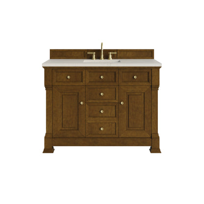 Renovate for Less Atlanta Brookfield 48" Single Vanity, Honey Oak, w/ 3 CM Siberian Silestone Top