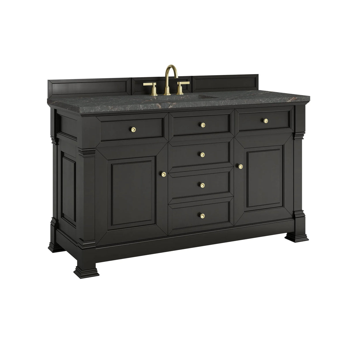 Brookfield 60" Single Vanity, Black Onyx w/ 3 CM Parisien Bleu Silestone Top