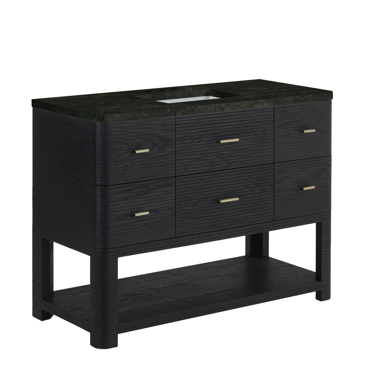 Lucian 48" Single Vanity, Carbon Oak, w/ 3 CM Phantome Eclos Widespread Top
