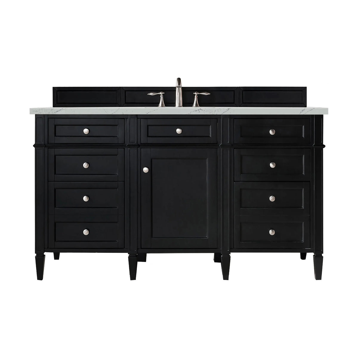 Brittany 60" Single Vanity, Black Onyx, w/ 3 CM Ethereal Noctis Silestone Top