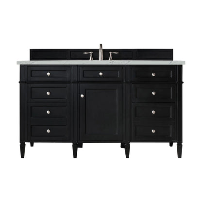 Brittany 60" Single Vanity, Black Onyx, w/ 3 CM Ethereal Noctis Silestone Top