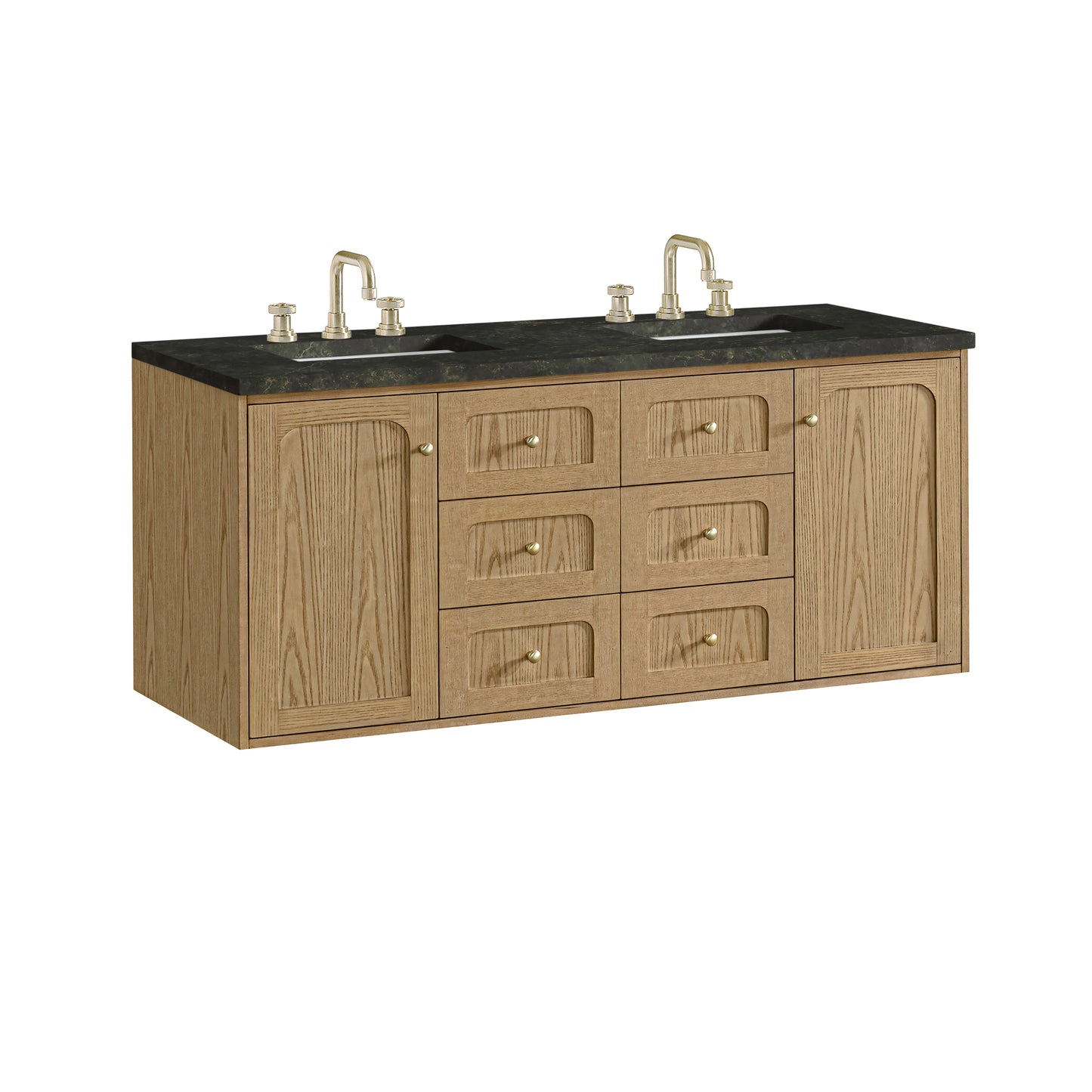 Renovate for Less Atlanta Laurent 60" Double Vanity, Light Natural Oak, w/ 3 CM Phantome Eclos Top