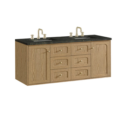 Renovate for Less Atlanta Laurent 60" Double Vanity, Light Natural Oak, w/ 3 CM Phantome Eclos Top
