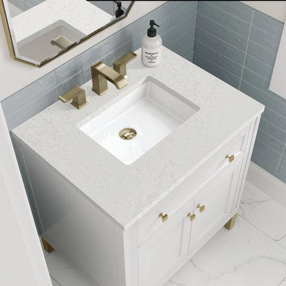 Renovate for Less Atlanta Chicago 30" Single Vanity, Glossy White, w/ 3 CM Lime Delight Silestone® Top