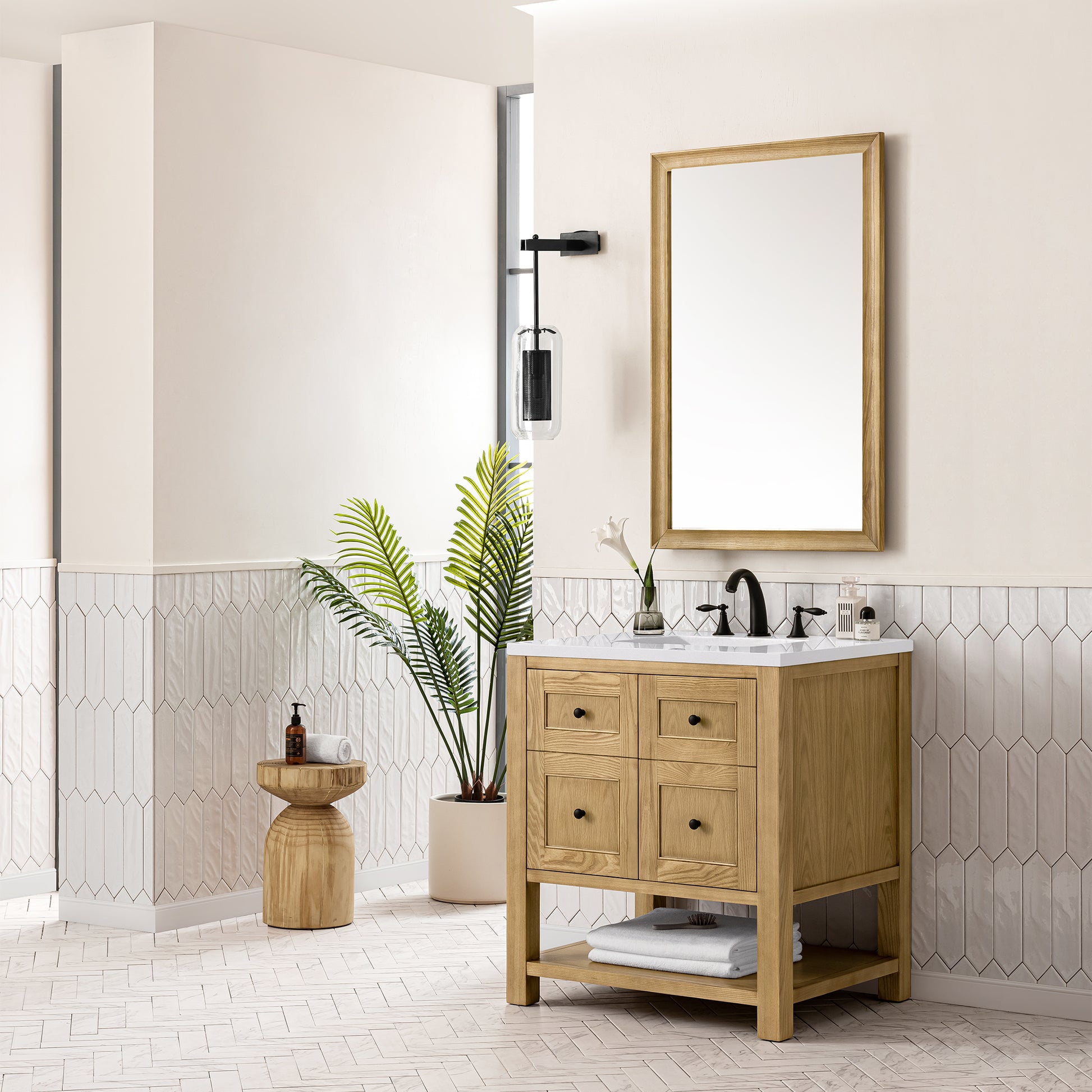 Renovate for Less Atlanta Breckenridge 30" Single Vanity, Light Natural Oak w/ 3 CM White Zeus Top