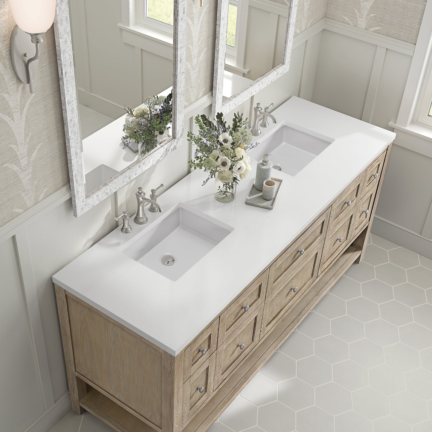 Renovate for Less Atlanta Breckenridge 72" Double Vanity, Whitewashed Oak
