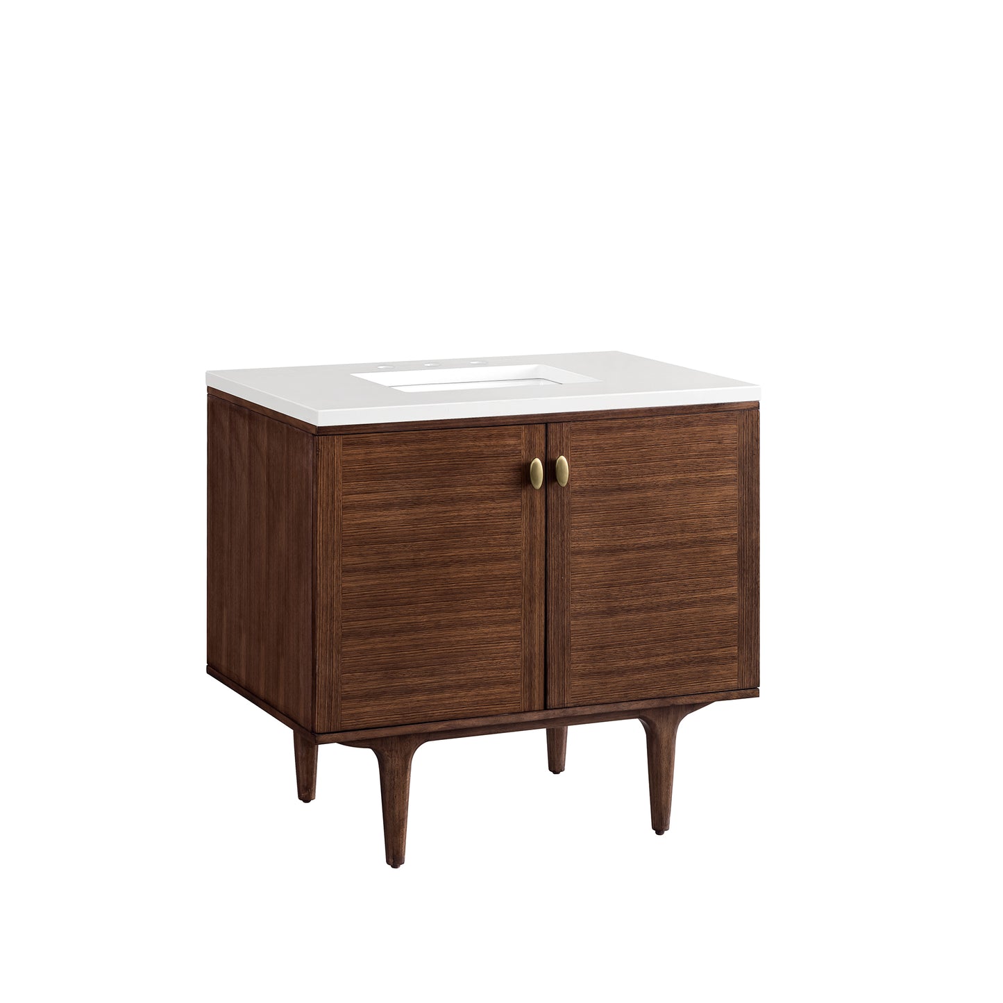 Renovate for Less Atlanta Amberly 36" Single Vanity, Mid-Century Walnut w/ 3 CM White Zeus Top