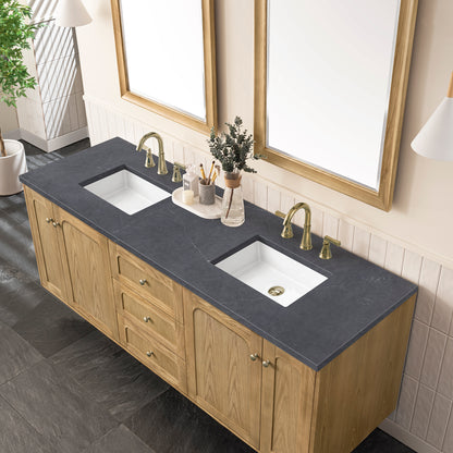 Renovate for Less Atlanta Laurent 72" Double Vanity, Light Natural Oak w/ 3 CM Charcoal Soapstone Top