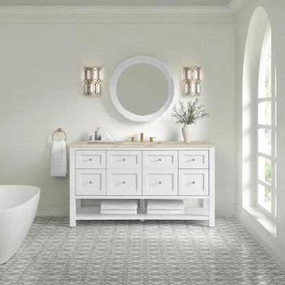 Breckenridge 60" Single Vanity, Bright White, w/ 3 CM Tajnar Eclos Top w/FreePower Wireless Charger
