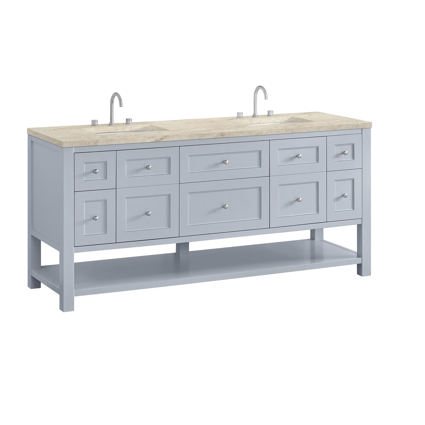 Renovate for Less Atlanta Breckenridge 72" Double Vanity, Serenity Blue, w/ 3 CM Tajnar Eclos Top