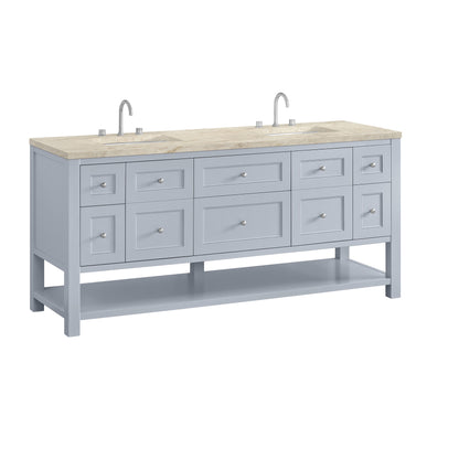Renovate for Less Atlanta Breckenridge 72" Double Vanity, Serenity Blue, w/ 3 CM Tajnar Eclos Top