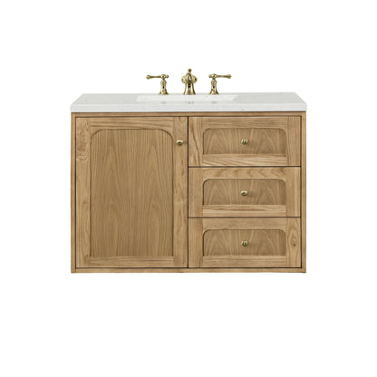 Renovate for Less Atlanta Laurent 36" Single Vanity, Light Natural Oak w/ 3 CM Lime Delight Top